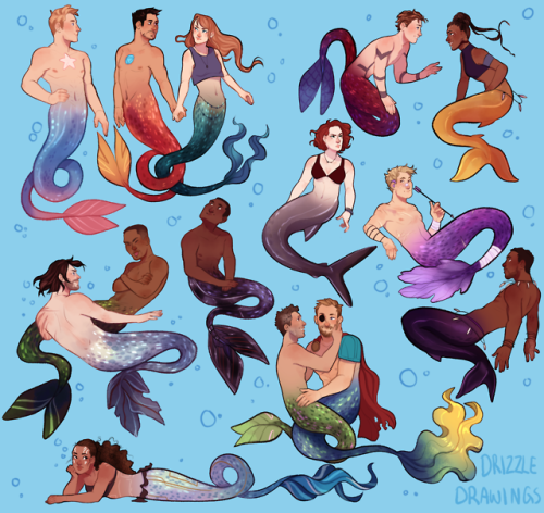 drizzledrawings:self-indulgent marvel mermaids