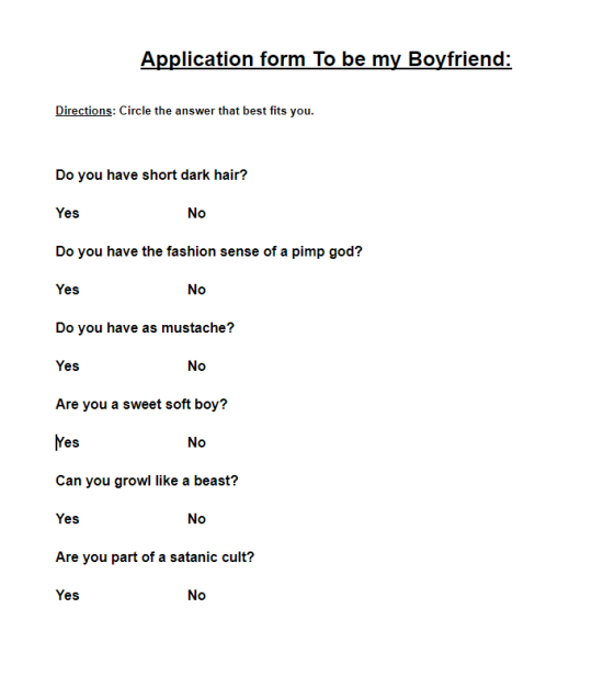 boyfriend application on Tumblr