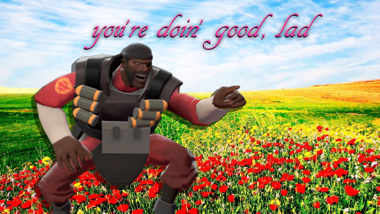 You re being recorded. Tf2 Demoman подсолнух. Demoman Sunflower tf2. Подрывник тф2.