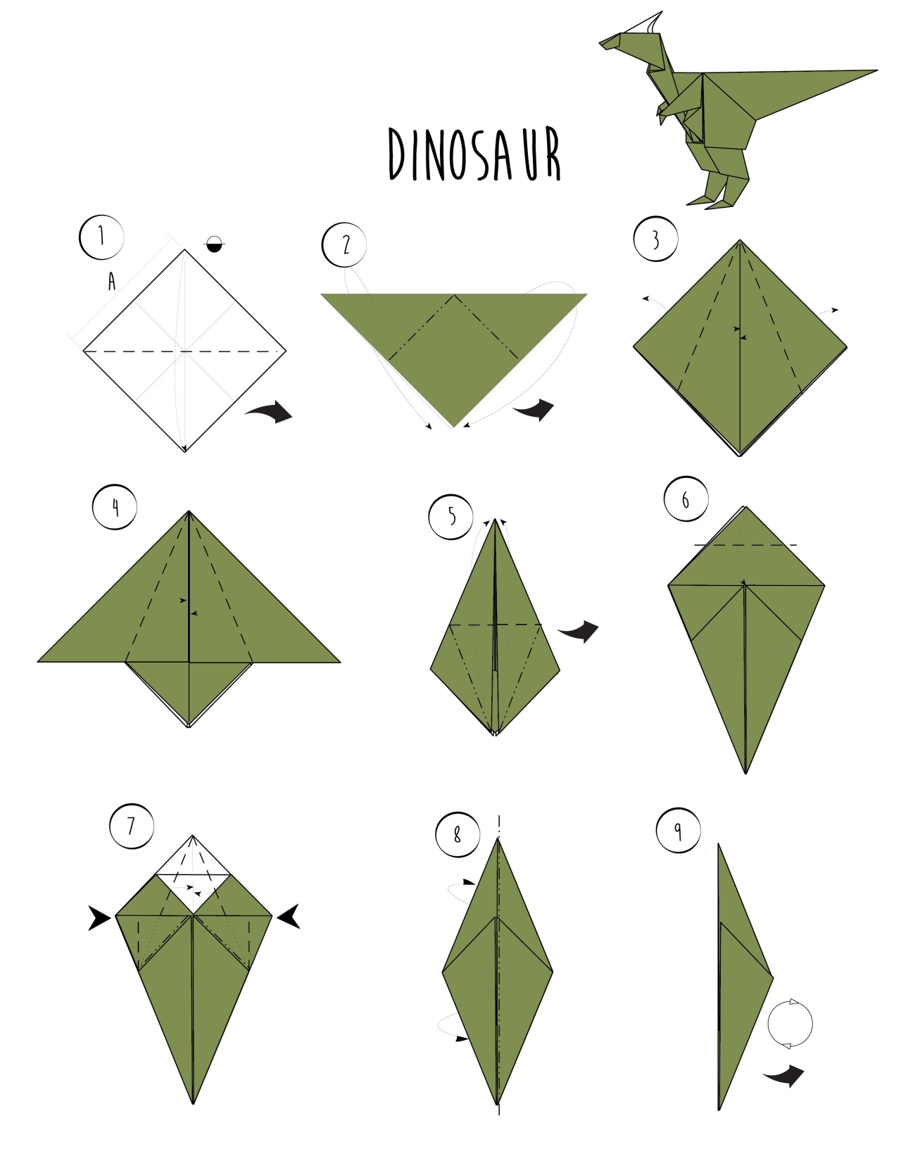 Tyrannosaurus Rex Origami Dinosaur Step By Step Jadwal Bus