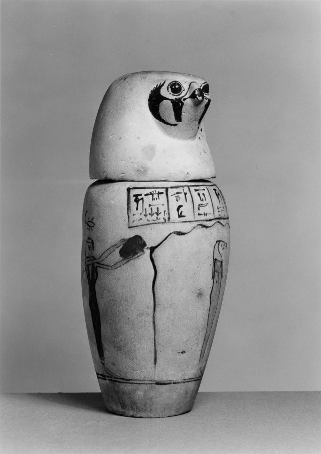 ANCIENT ART — Two Egyptian canopic jars, ca. 670 BC-640 BC (Late...