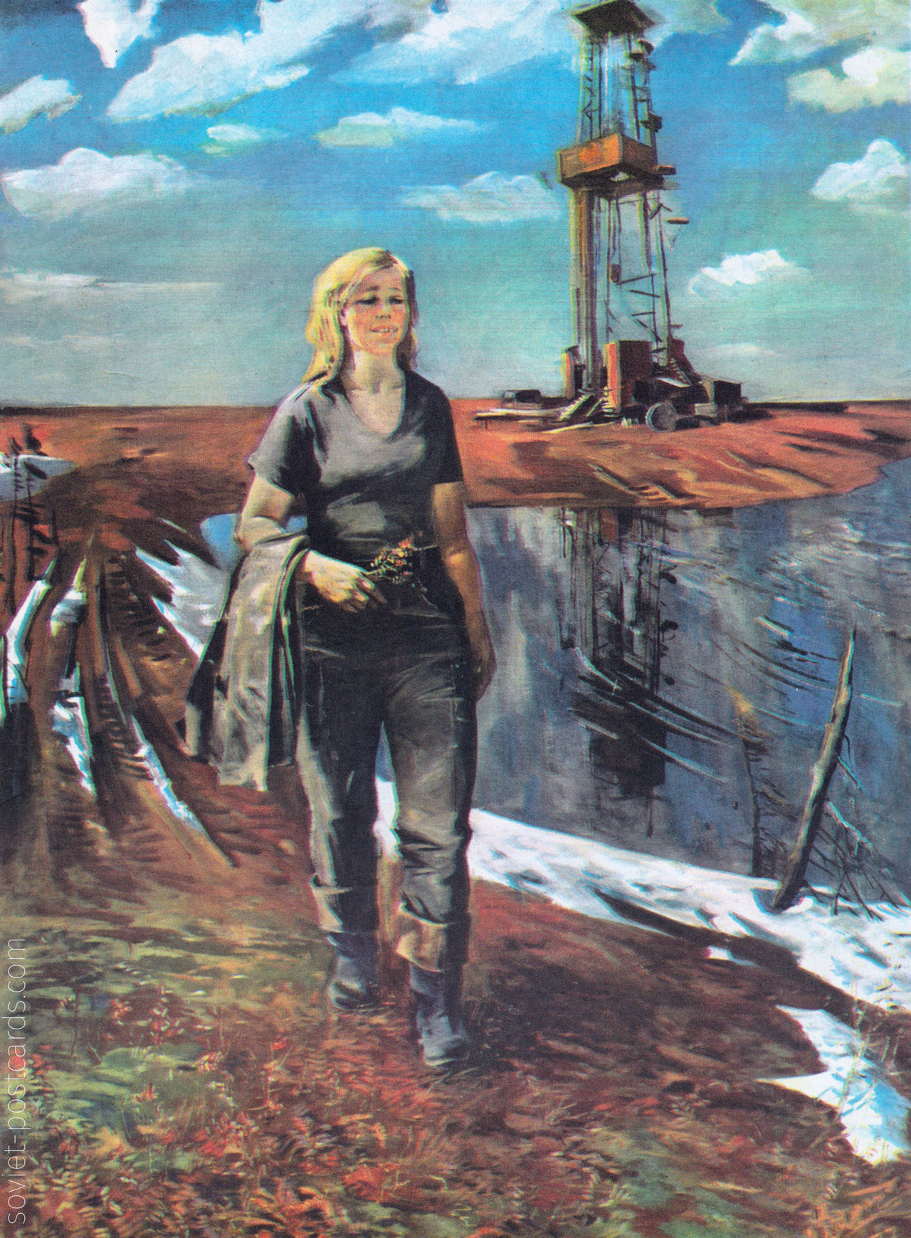 Soviet art. Spring At The Drill Site by V. Yanke.