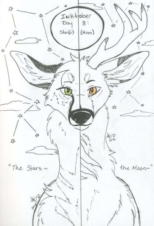 Inktober Day 8: Stars (Moon)Two deer siblings, Jenny and...