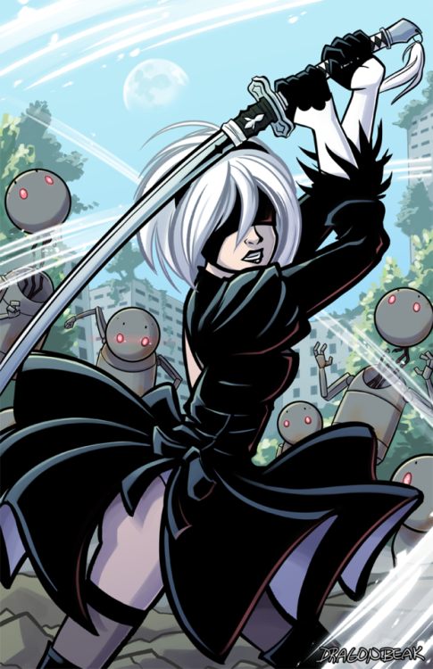 dragonbeak:Drew up some 2B fanart while listening to Kyle...