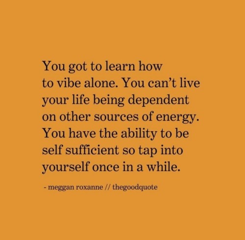 quotes meggan roxanne thegoodquote learn how vibe alone live life dependent energy sources energy ability self sufficient tap into once in a while