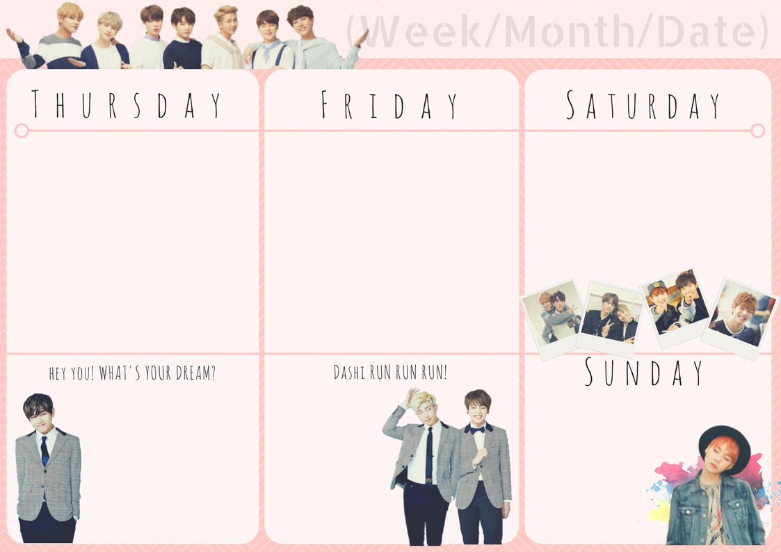 JELLYBUNNY, BTS-themed Planner Parts pt. 1 Weekly Schedules