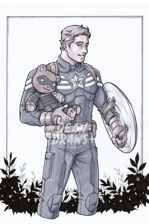 deandraws:Commission - Cap and Bucky Bear for...