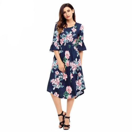 favepiece:Bell Sleeve Dress with Floral Print - Use code...