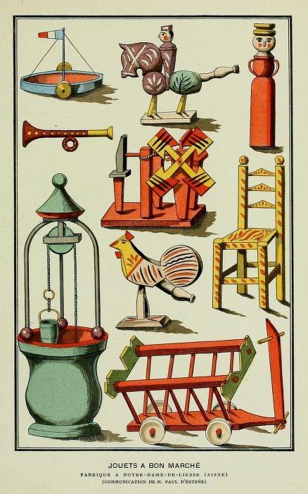 Histoire des jouets. Wooden toys.