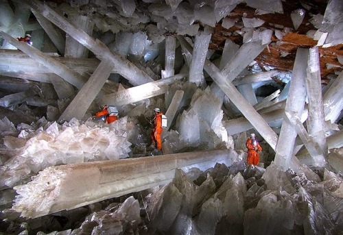 sixpenceee:There are caves in Mexico with crystals as big as...