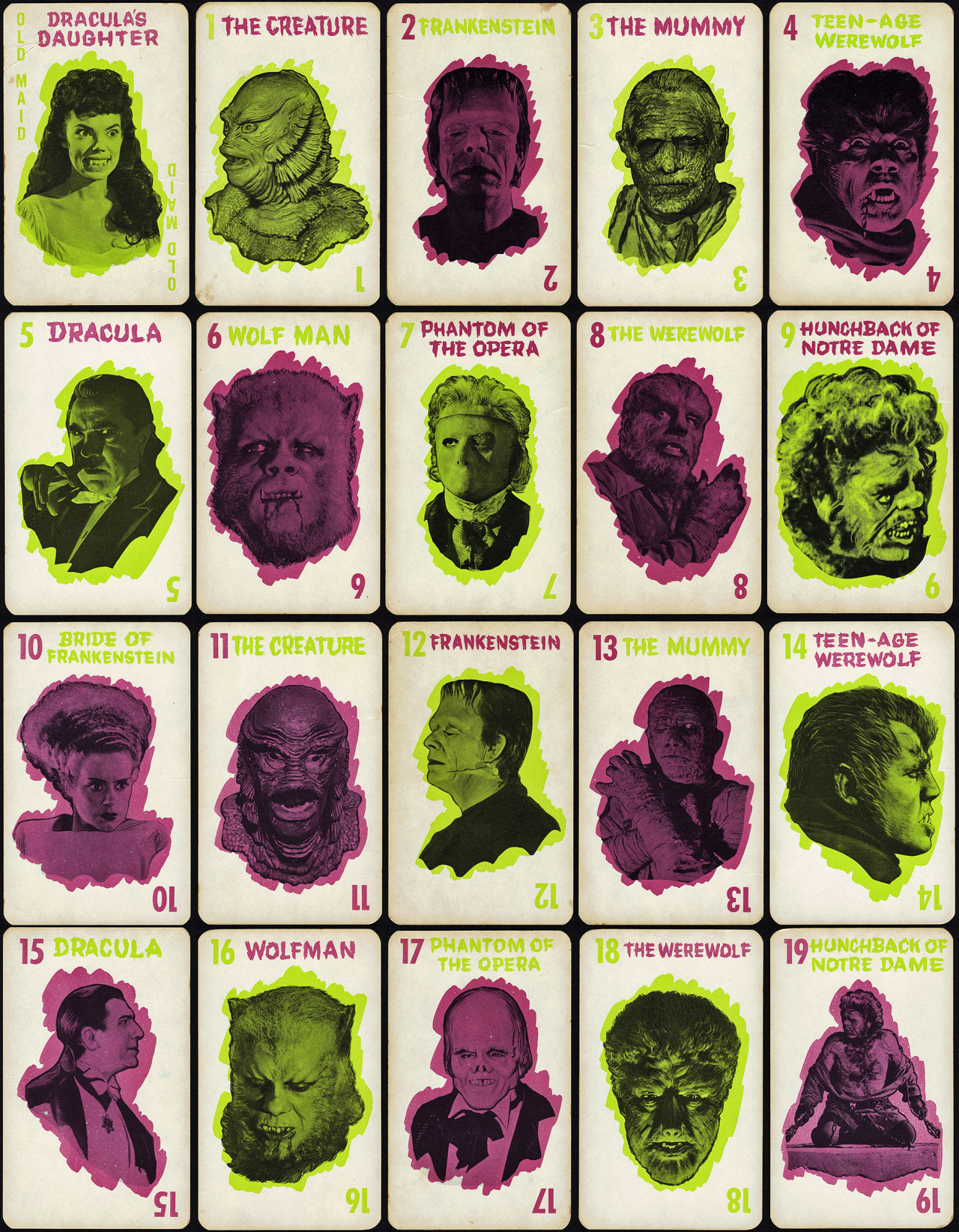 1964 Milton Bradley Monster Old Maid Card Game - HORRORble