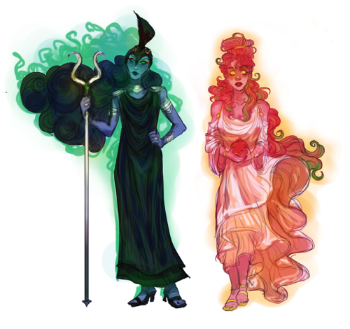 some of my lesbian hades and persephone draws from today :”)...