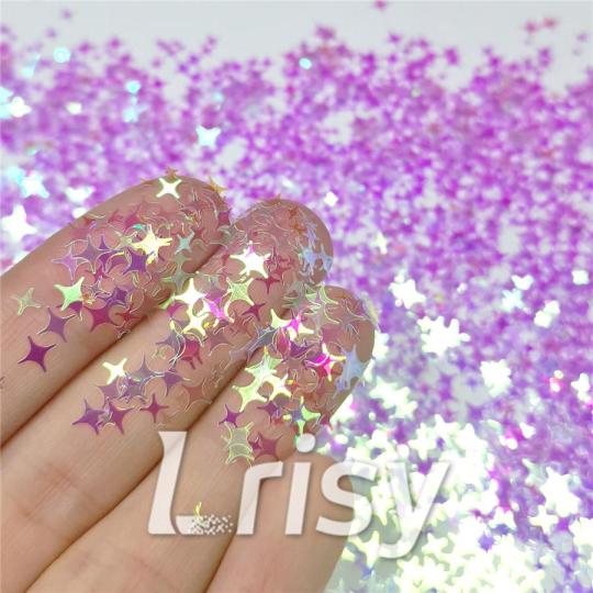 2-4mm Four Pointed Star Mixed Light Purple Iridescent Glitter LC-F322R ...