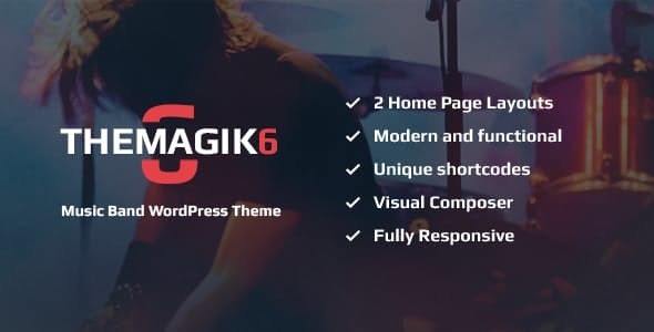The Magic 6 v1.6 – Music Band & Musician Artist WordPress Theme Nulled