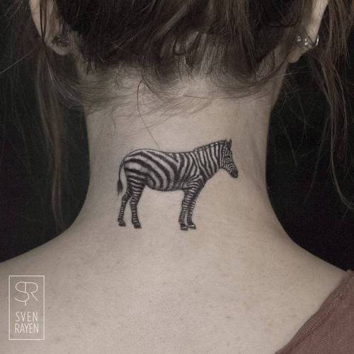 By Sven Rayen, done at Studio Palermo, Antwerp.... small;single needle;svenrayen;animal;back of neck;facebook;twitter;zebra