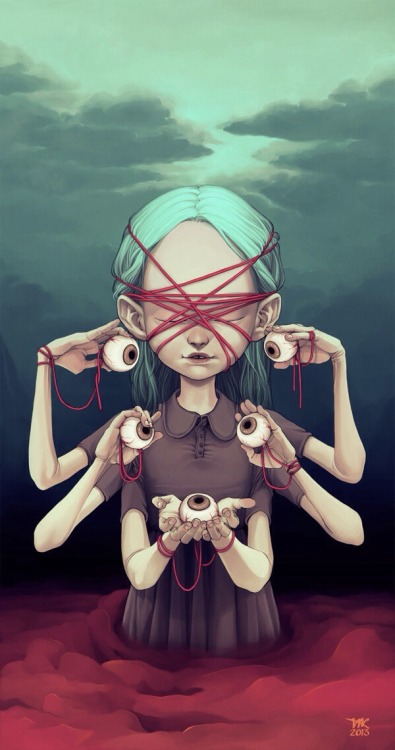 cute creepy art brown eyes green hair drawing