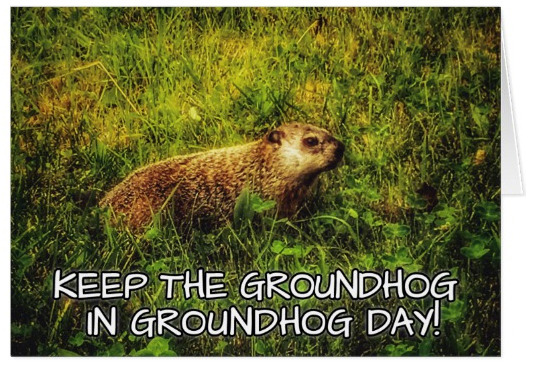 Keep the Groundhog in Groundhog day greeting card