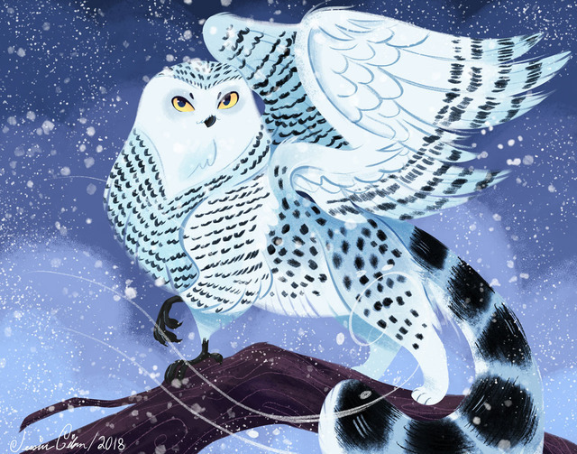 A Snow Owl Griffin commission! Its part snow owl...