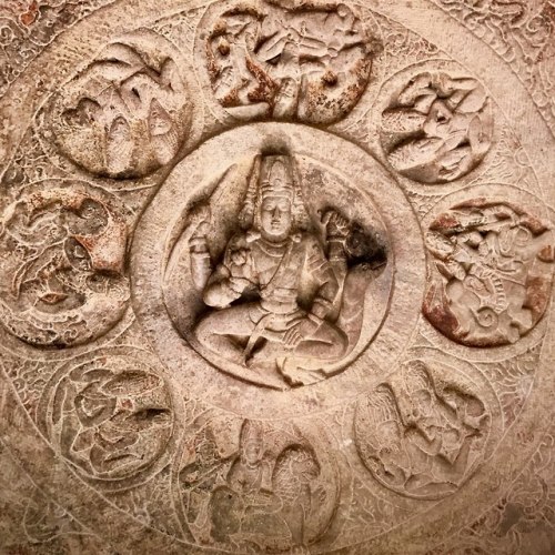 lotussed:Brahma on cave ceiling. Badami cave temple, Karnataka....