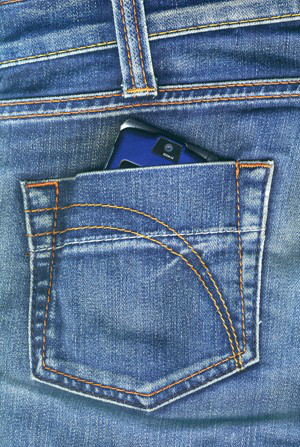 Pocket with mobile phone