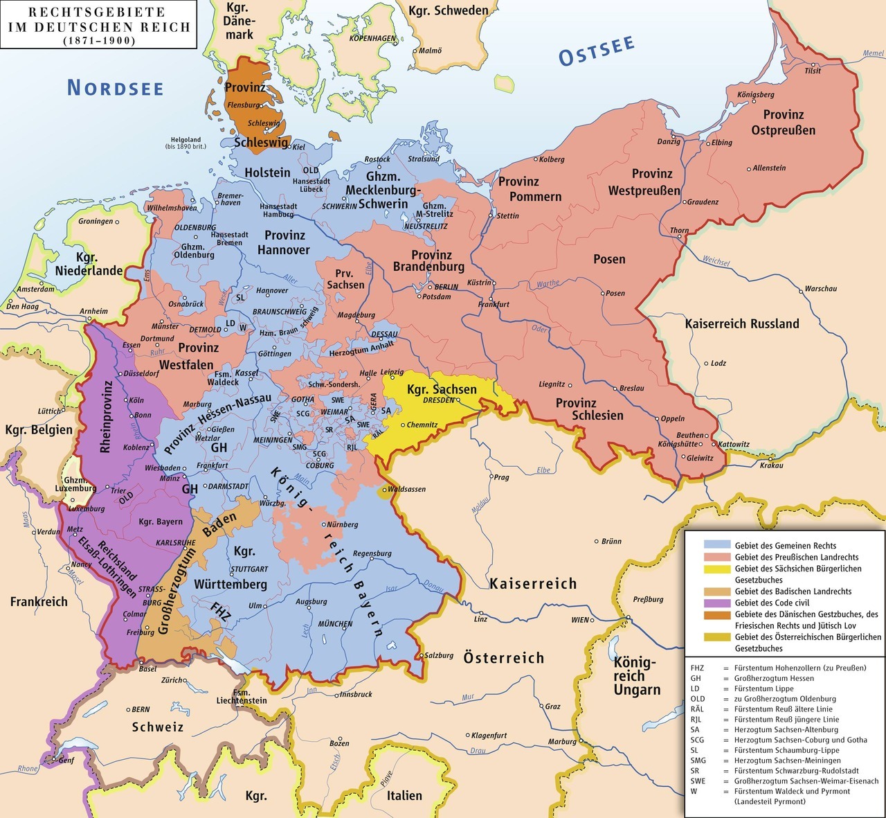 Different legal systems in the German Empire,... - Maps on the Web