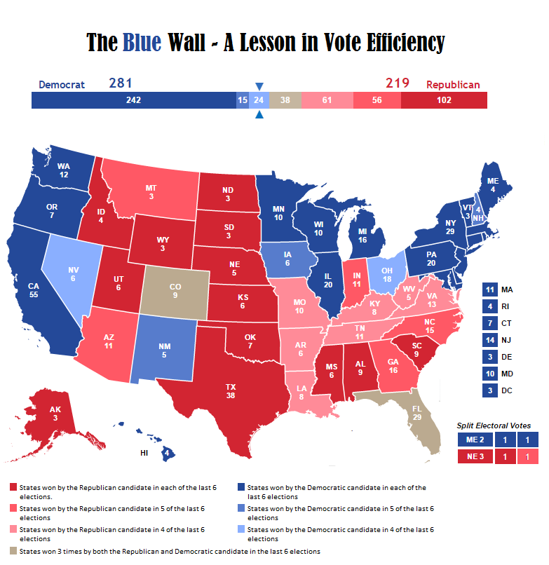 The Blue Wall - Why The Democrats Have A... - Maps On The Web