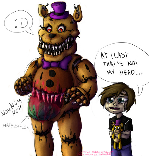 Fredbears Jaw Broke When He Bit The Crying Child In Fnaf 4, fred bear and c...