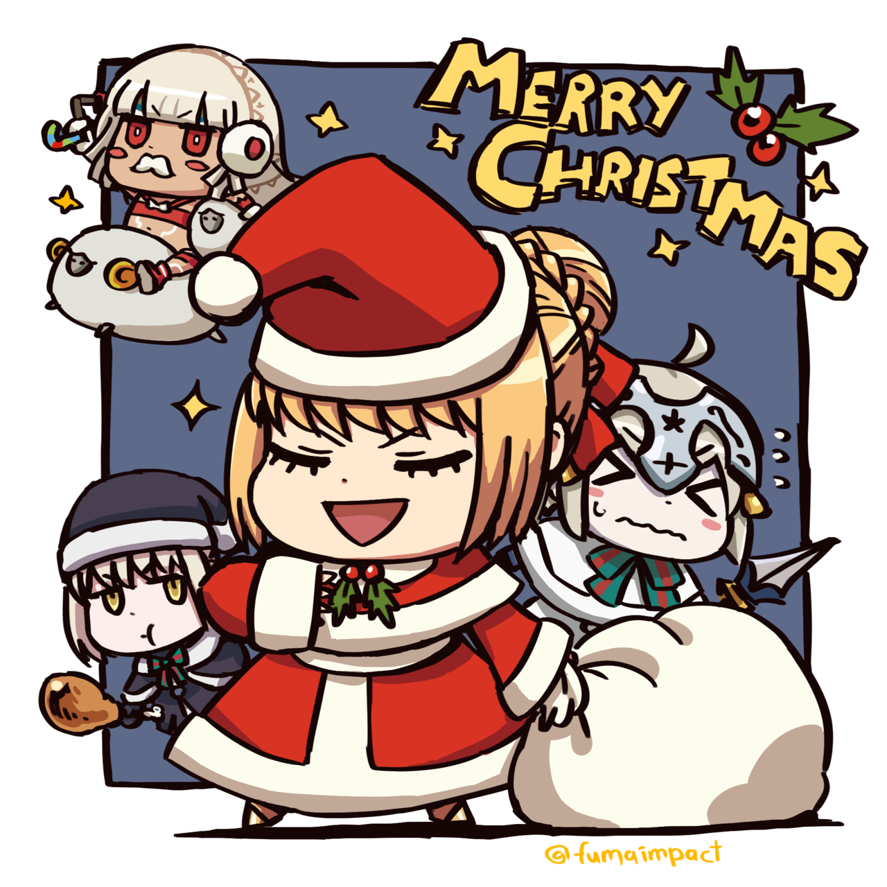 Christmas true. Padoru Jeanne d'Arc. Аниме Санта анг. Чиби новый год Fate. Падору падору neco Arc.