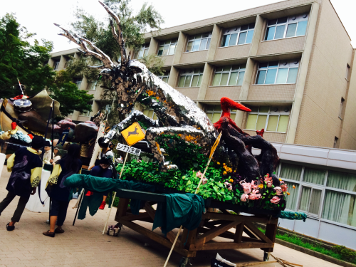 The floats in these pictures were displayed at the Tokyo...