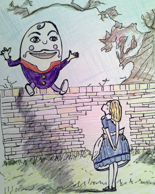 Alice and Humpty Dumpty by Tuppybee