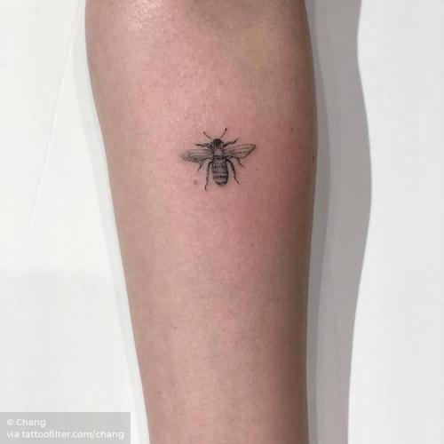 By Chang, done at West 4 Tattoo, Manhattan.... insect;small;single needle;chang;micro;animal;tiny;bee;ifttt;little;inner forearm