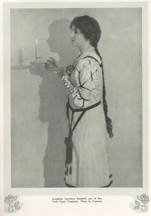 “ Josephine Lucchese as Gilda in Rigoletto in 1922, by Lumiere 
”
Josephine Lucchese
American Nightingale
Josephine Lucchese was born in 1893, the daughter of famed boot maker Sam Lucchese. She studied music from a young age, including piano,...