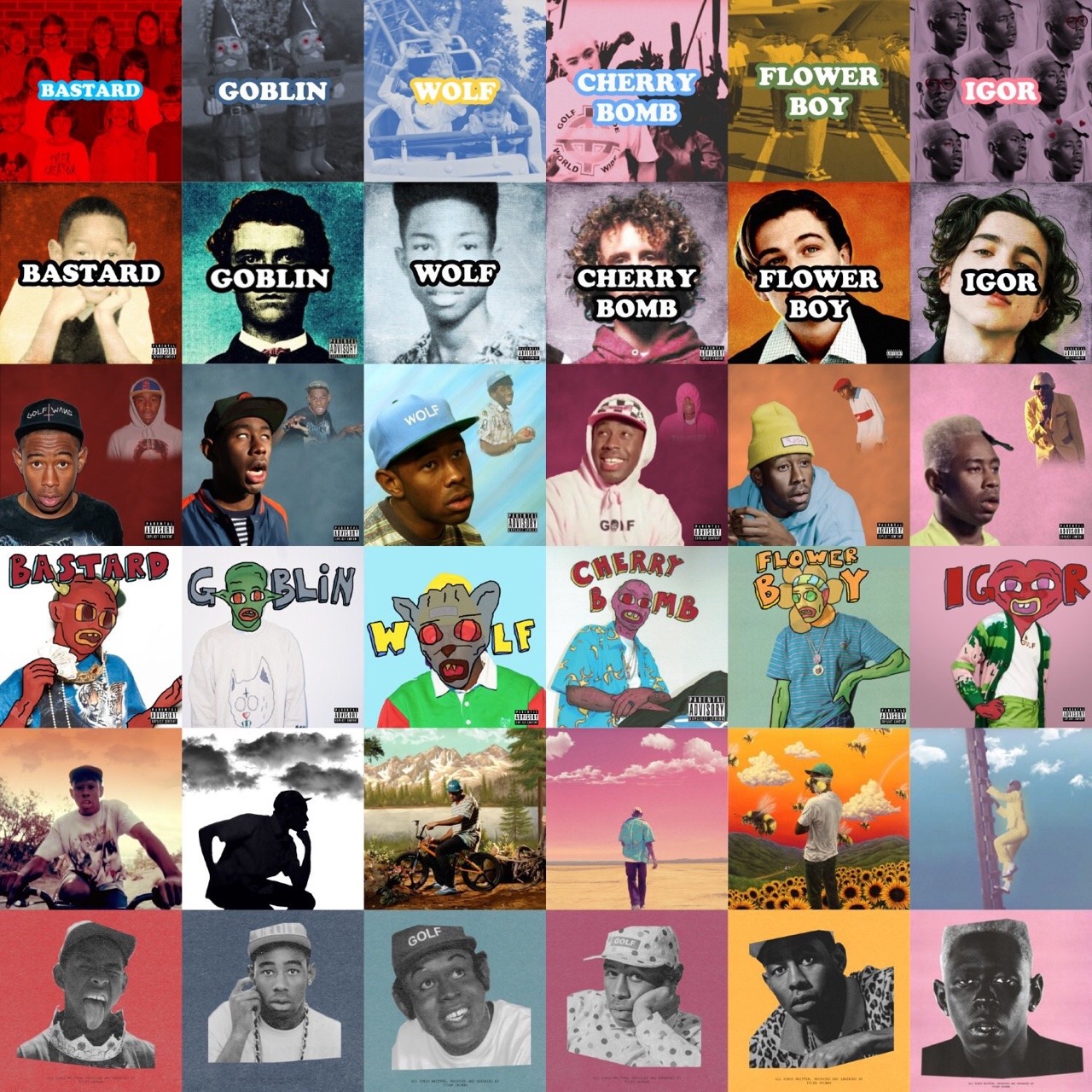 ariel — Every Tyler, the Creator album cover in the style...