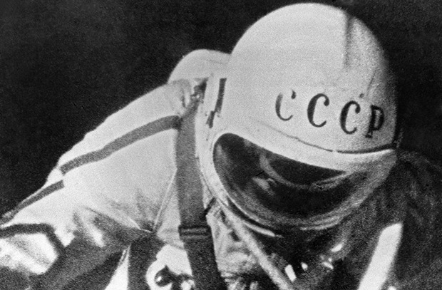 Cosmonaut Alexey Leonov during his space walk (March 18, 1965)