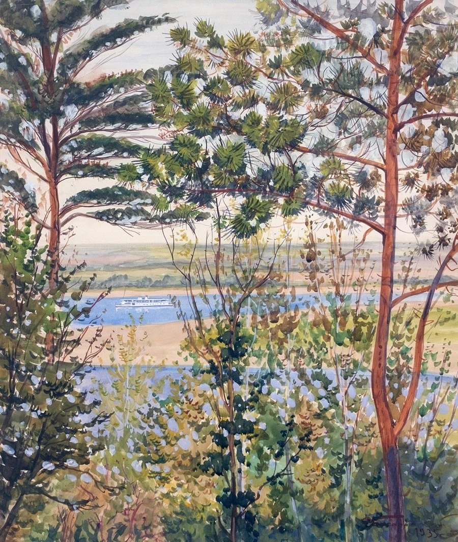 “Nizhny Novgorod Landscape” by Fyodor Bogorodsky (1935)