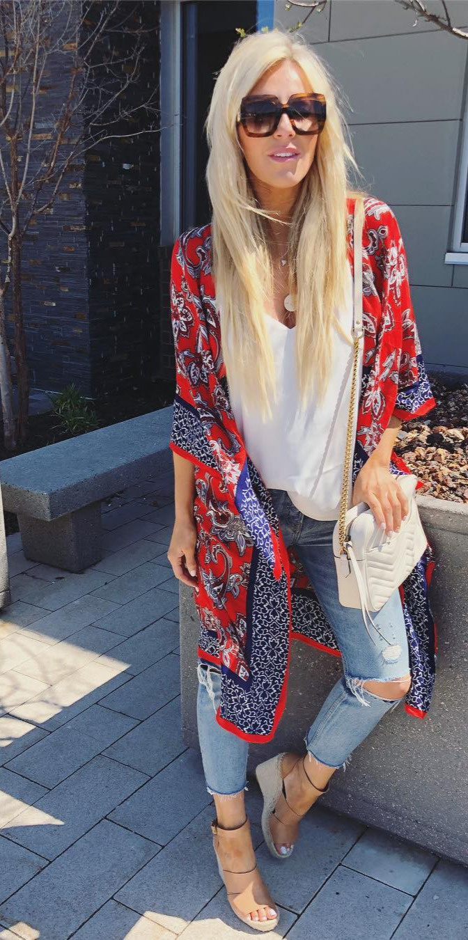 50+ Cozy Outfit Ideas You Need - #Style, #Pretty, #Happy, #Loveit, #Pic Iyet to meet a long kimono I didnlove theysuch an easy go to layer ... super cute paired with denim or shorts or even as a swimsuit/beach cover up Shop my exact look by following me on the  App:  