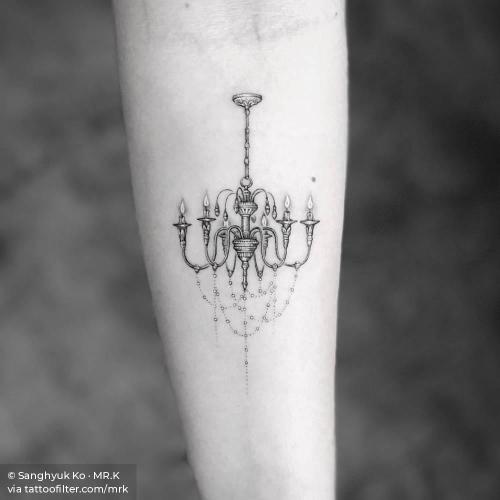 By Sanghyuk Ko · MR.K, done at Bang Bang Tattoo, Manhattan.... chandelier;facebook;furniture;inner forearm;medium size;mrk;other;single needle;twitter