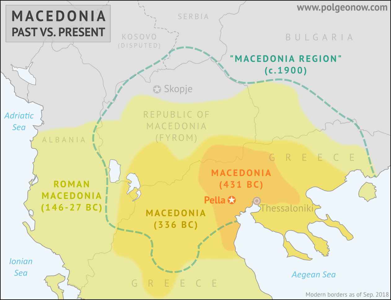Map of ancient Macedonia compared with today's ...
