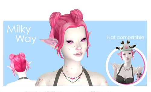 Cc Finds Pinkpatchy Milky Way Hair Newest Hair After A