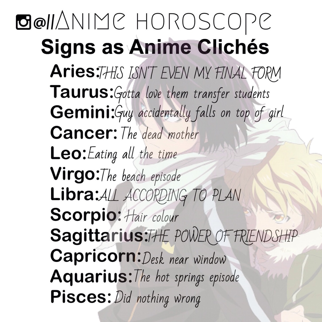 Anime Horoscope.