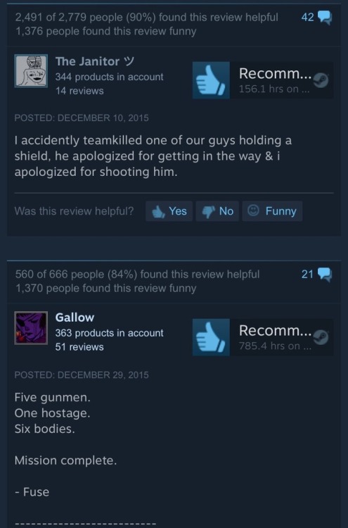 prison-mikes-bandana:My favorite rainbow six siege reviews on...