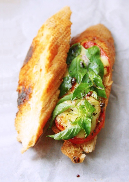 Making Grilled Caprese Sandwich