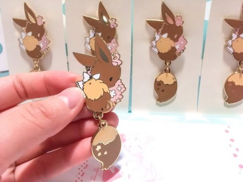 retrogamingblog:Pikachu and Eevee Dangling Tail Pins made by...