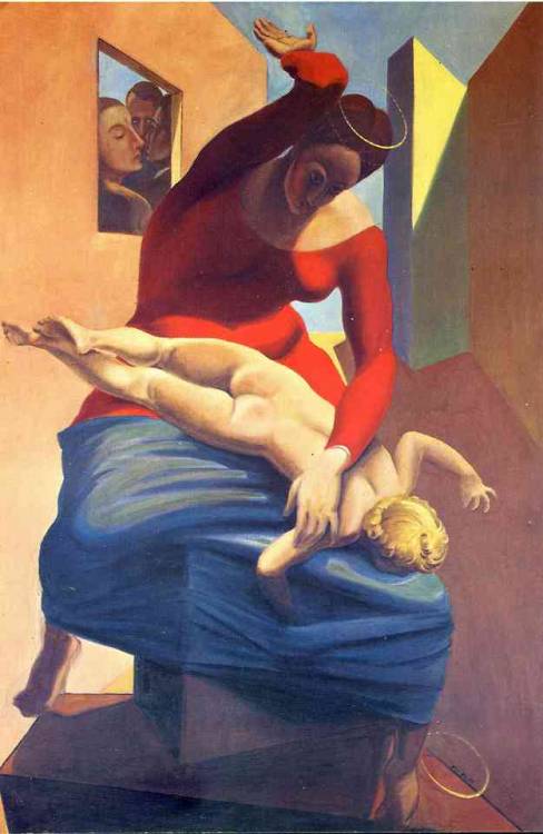 surrealism-love:The Virgin Spanking the Christ Child before...