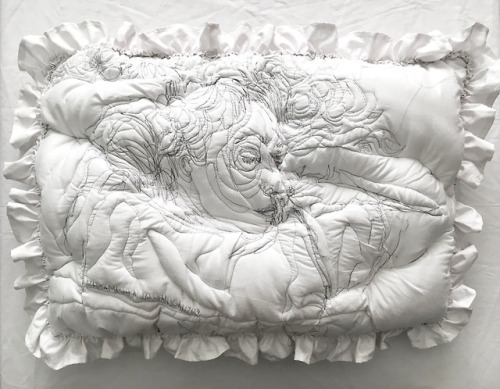 itscolossal:New Embroideries of People Slumbering on Handmade...