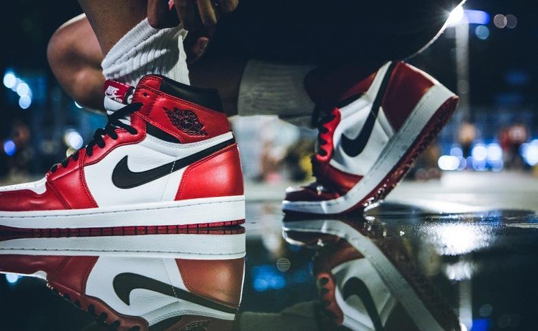 Air Jordan I Black White and Red High Tops for men