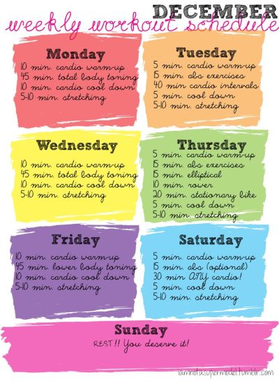 Workout Schedule Tumblr