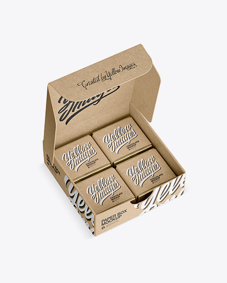 Download deSymbol — Opened Kraft Paper Box With Chocolates Mockup