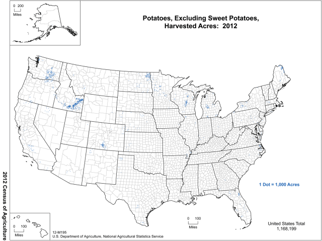 Where potatoes are grown in the United States - Maps on the Web