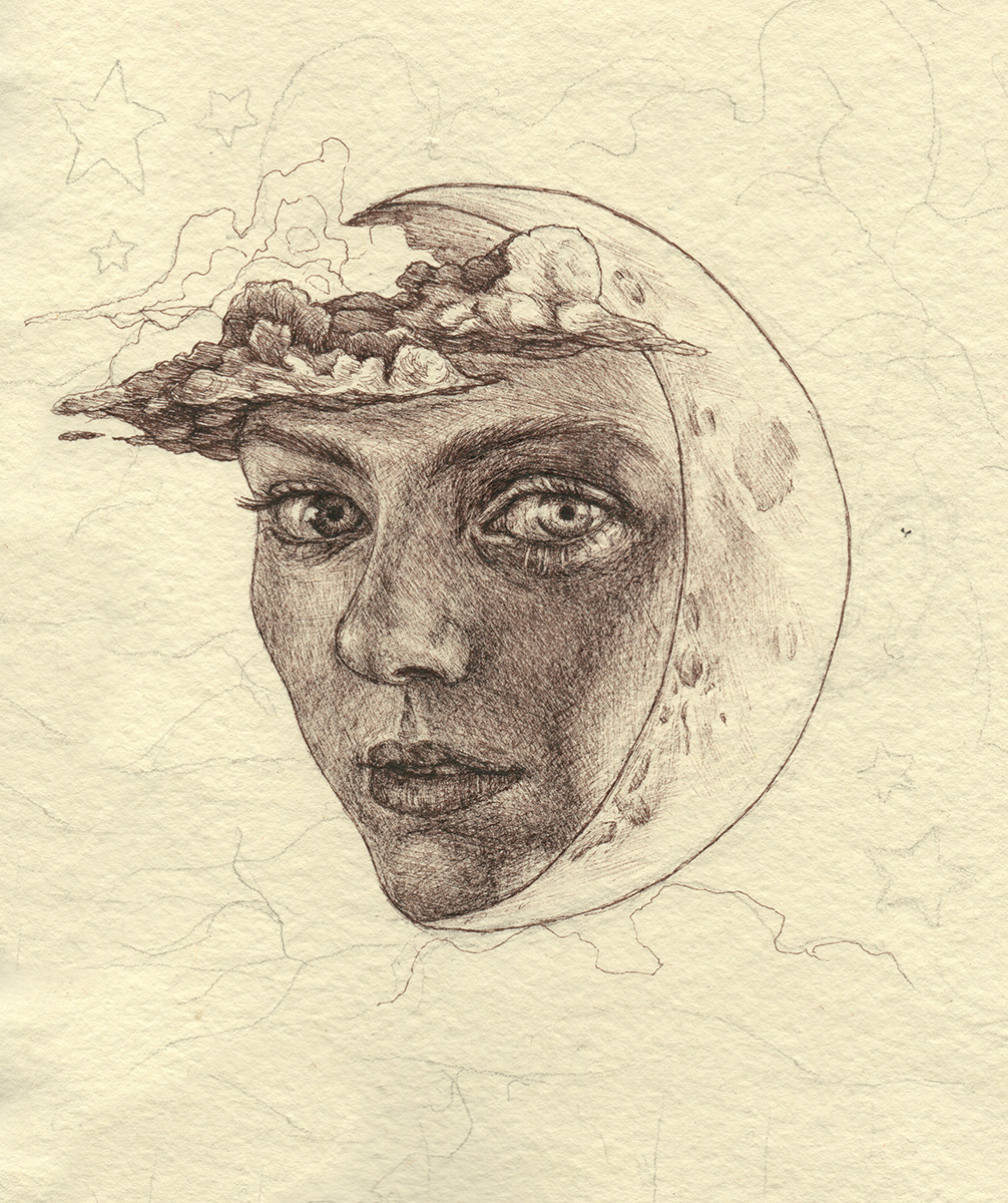 Kelly A. Roman — More progress on my moon portrait. Creating this...